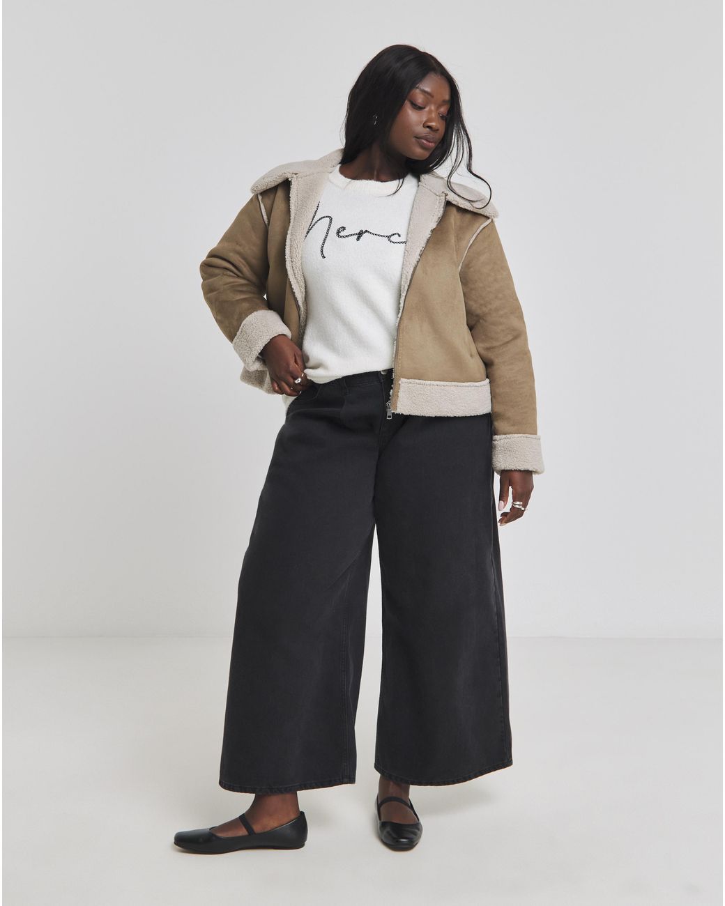 Simply Be Natural Zip Through Suedette Aviator
