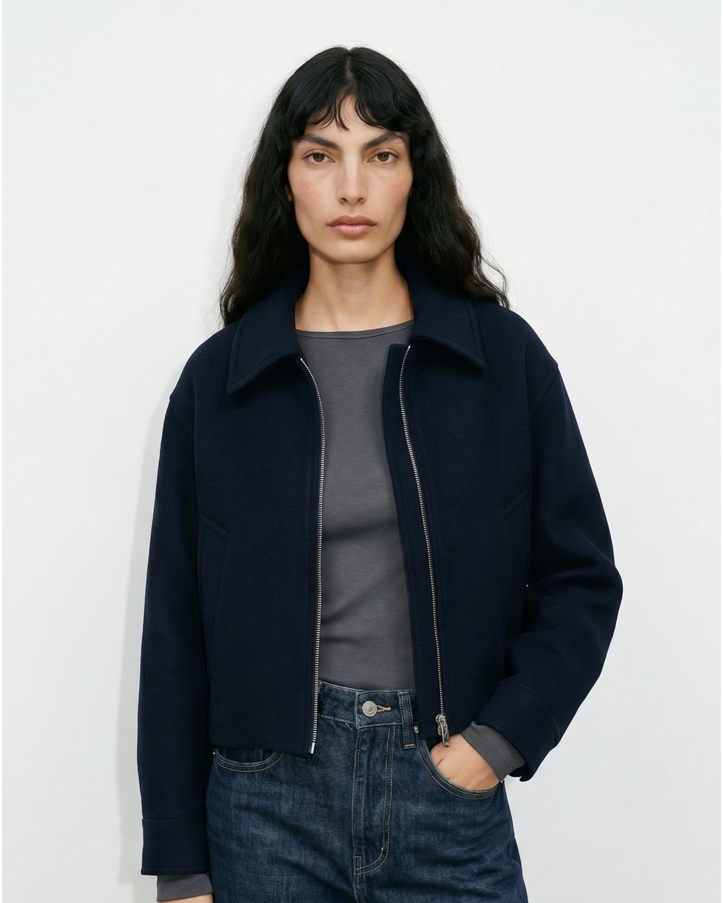 Mango Blue Wool Jacket