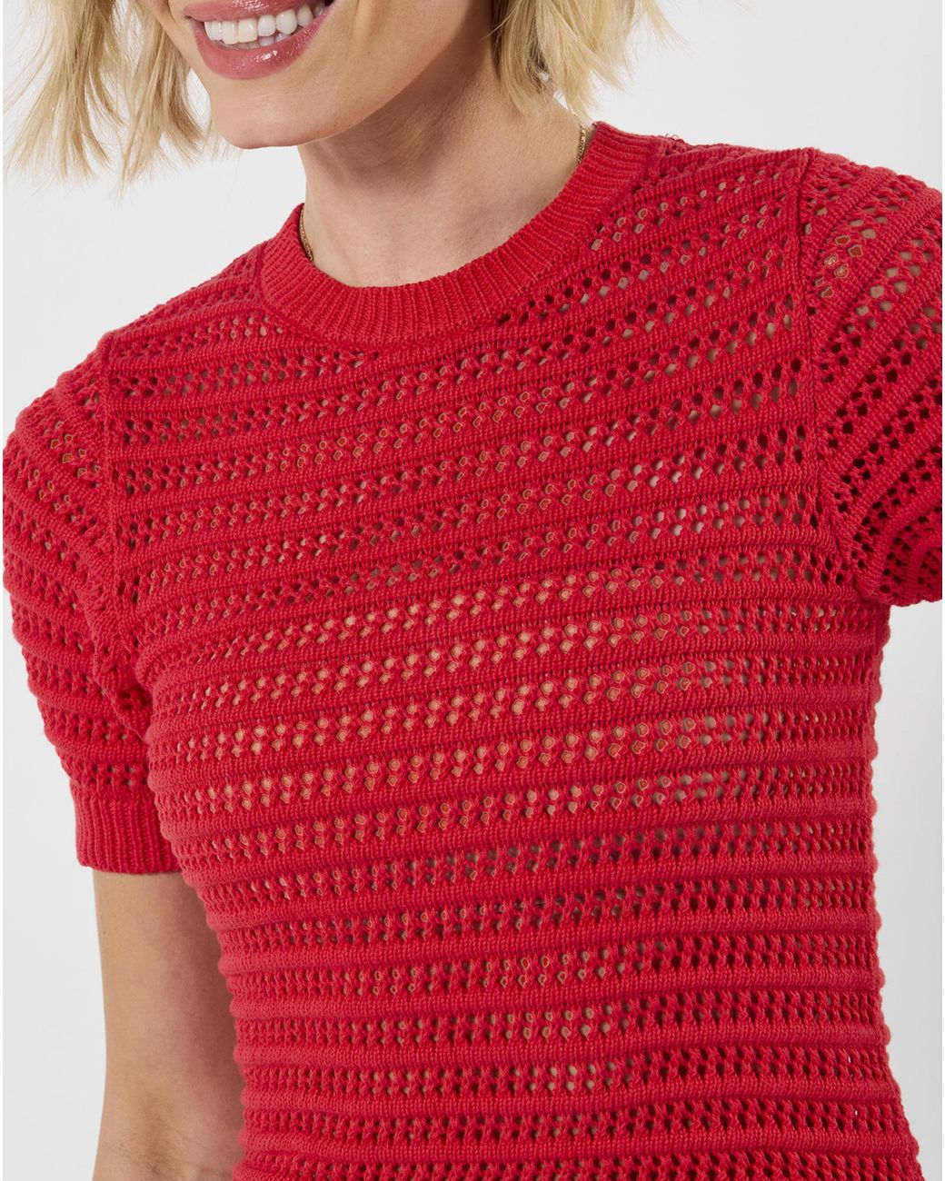 Joe Browns Red Jb Dita Open Knit Short Sleeve Jumper