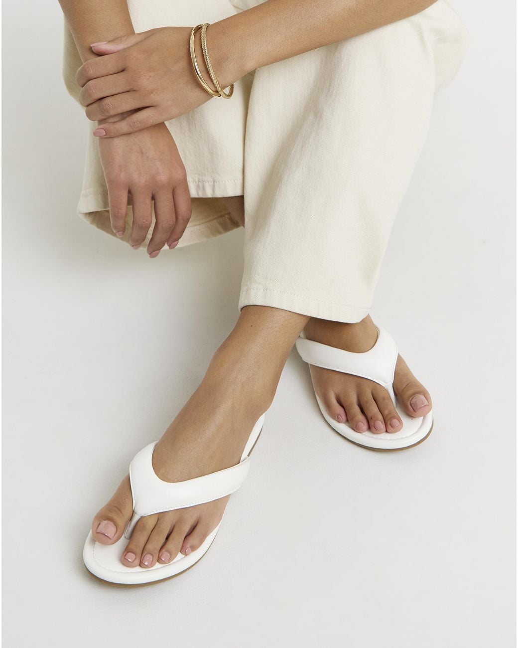 Simply Be Natural Flat Toe Post Sandals Wide Fit