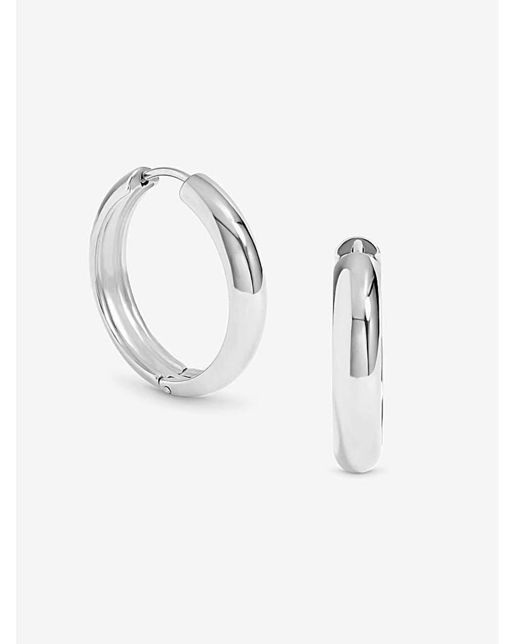 Jon Richard Metallic Platinum Medium Flat Hoop Earrings