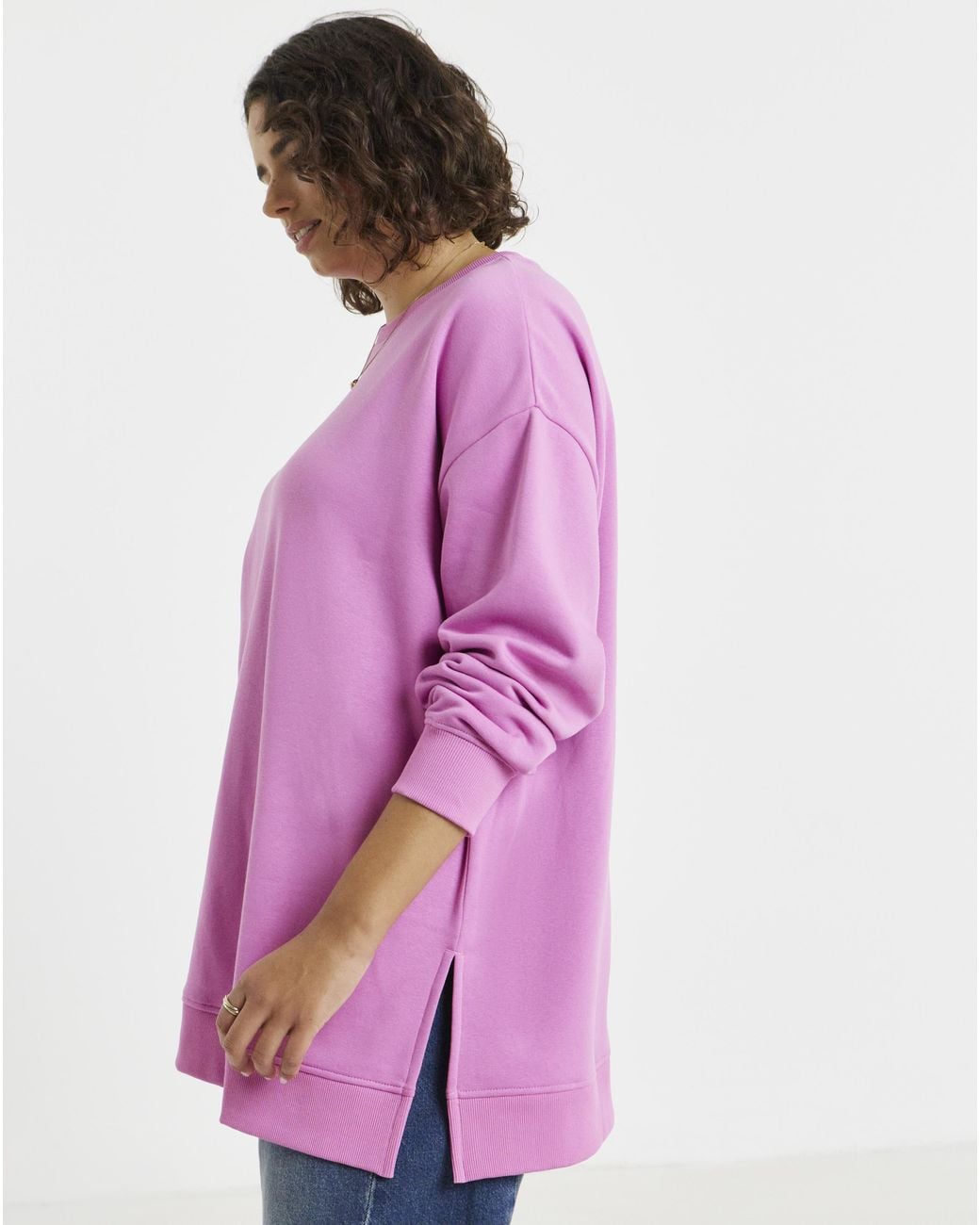 Simply Be Purple Side Split Sweatshirt Tunic