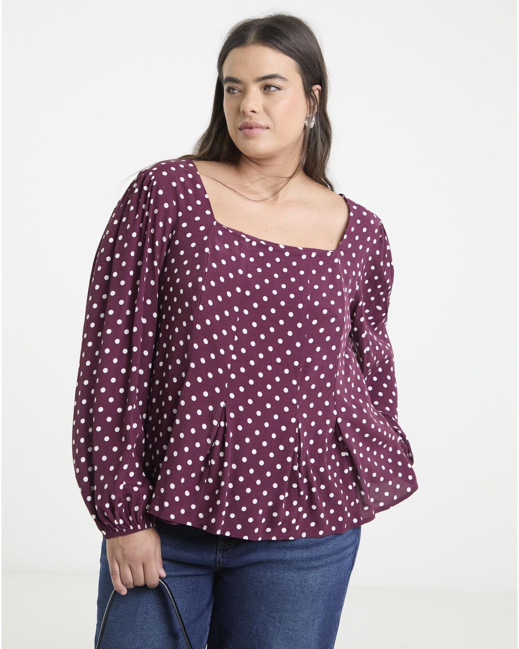 Simply Be Red Button Down Tea Blouse