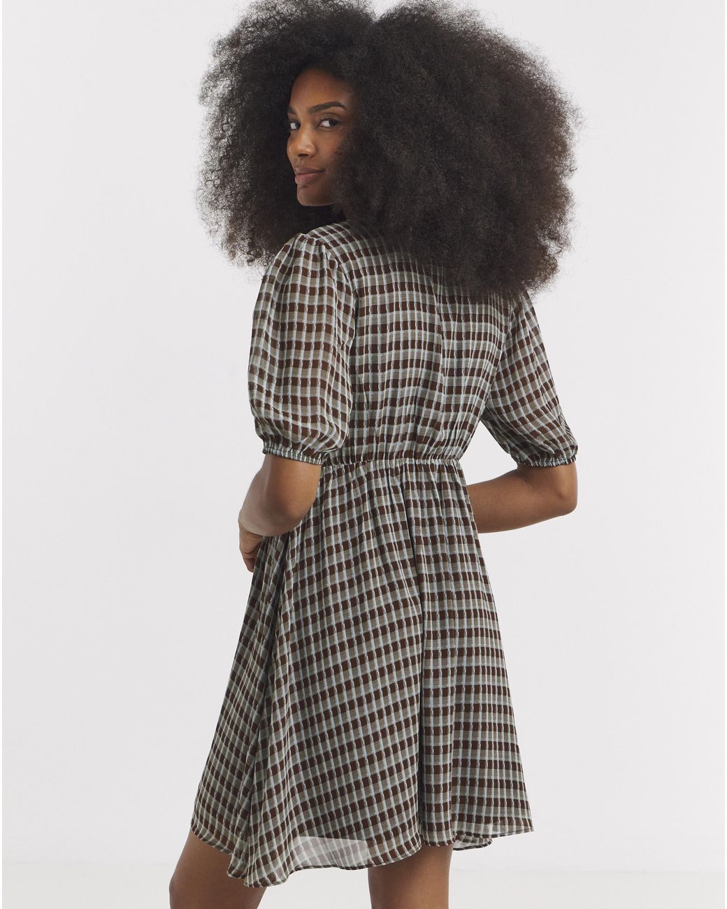Simply Be Multicolor Check Button Through Skater Dress