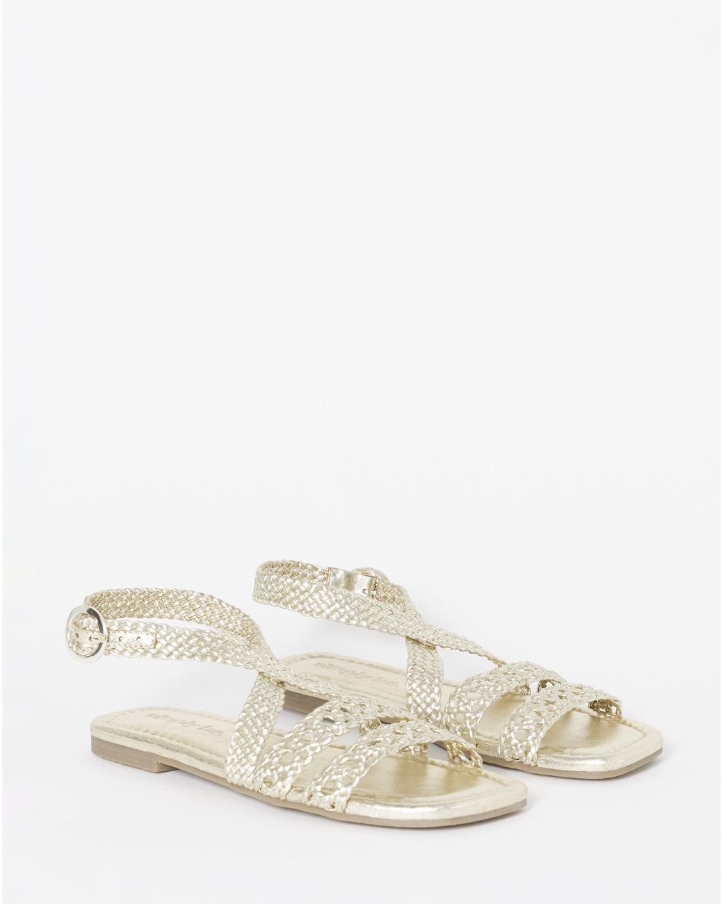 Simply Be Natural Woven Multi Strap Sandals Extra Wide Fit