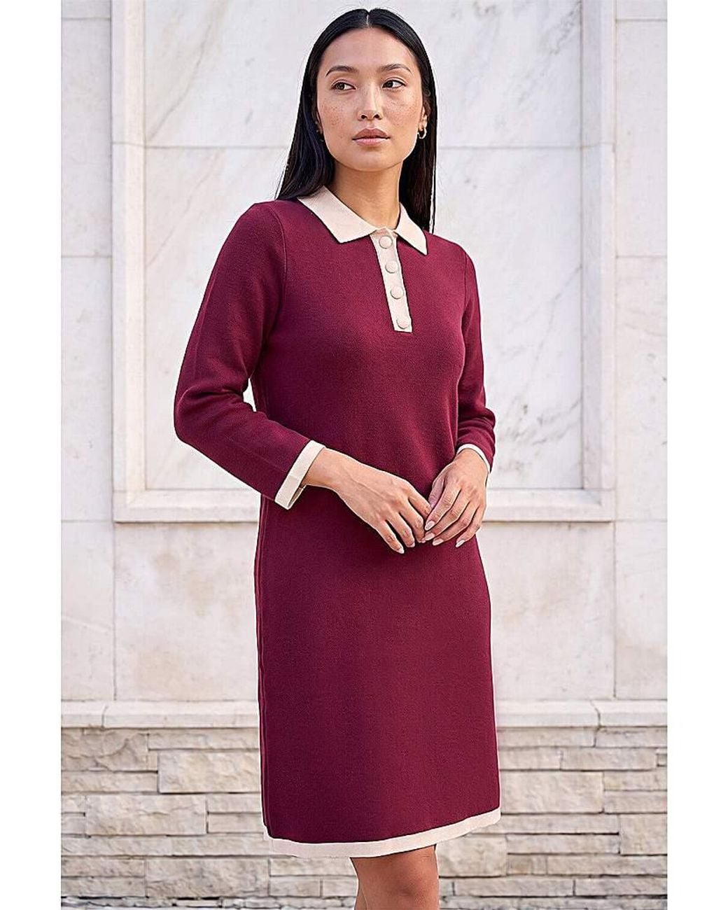 Roman Red Roman Button Knitted Dress