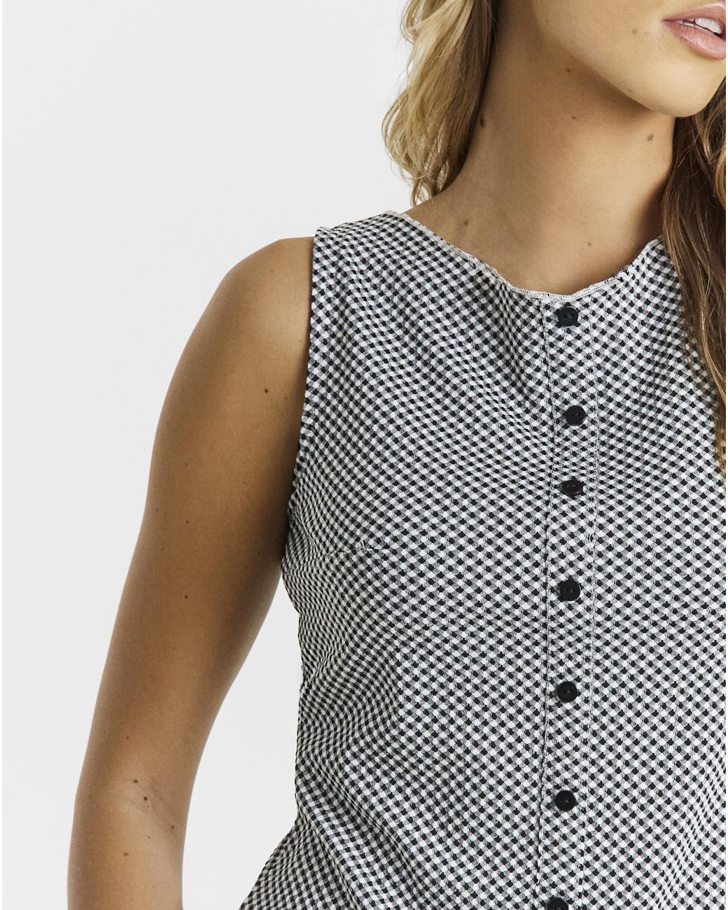 Simply Be Blue Gingham Button Through