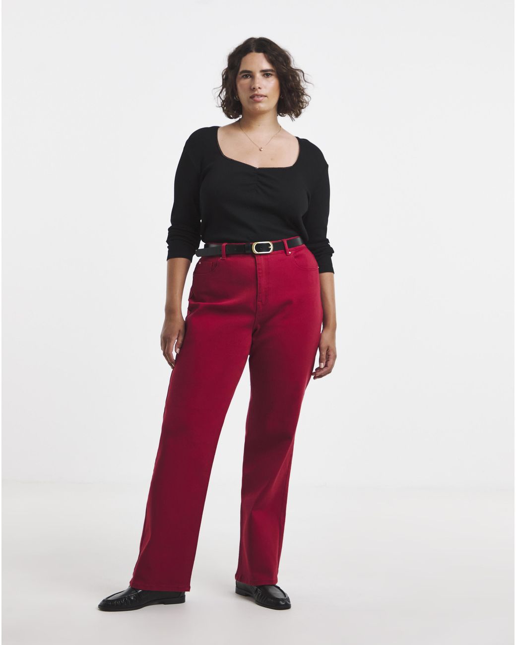 Simply Be Red Straight Leg Jeans