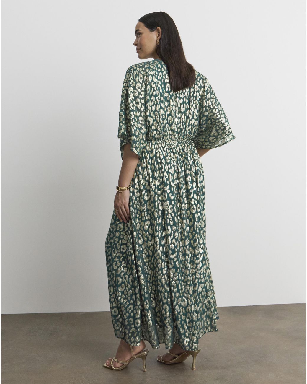 Joanna Hope Green Metallic Animal Dress