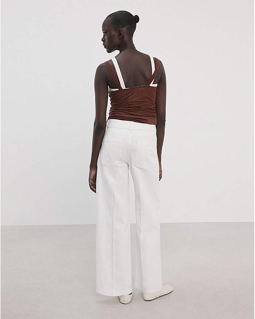 Mango White Jessie Wide Leg Jeans With Pockets