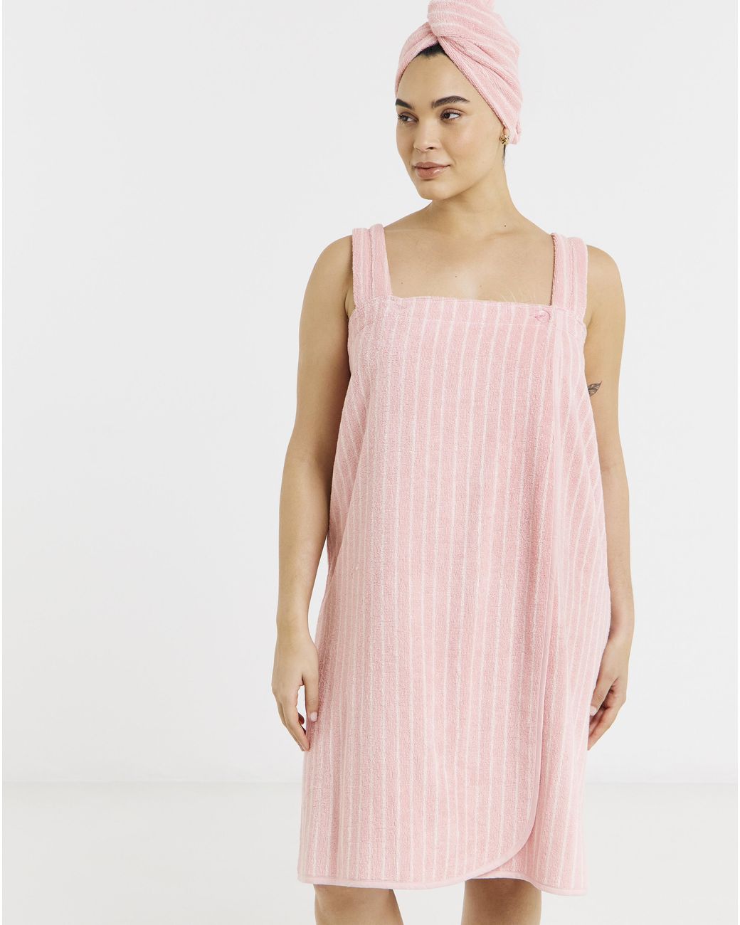 Pretty Secrets Pink Towelling Shower Wrap & Turban