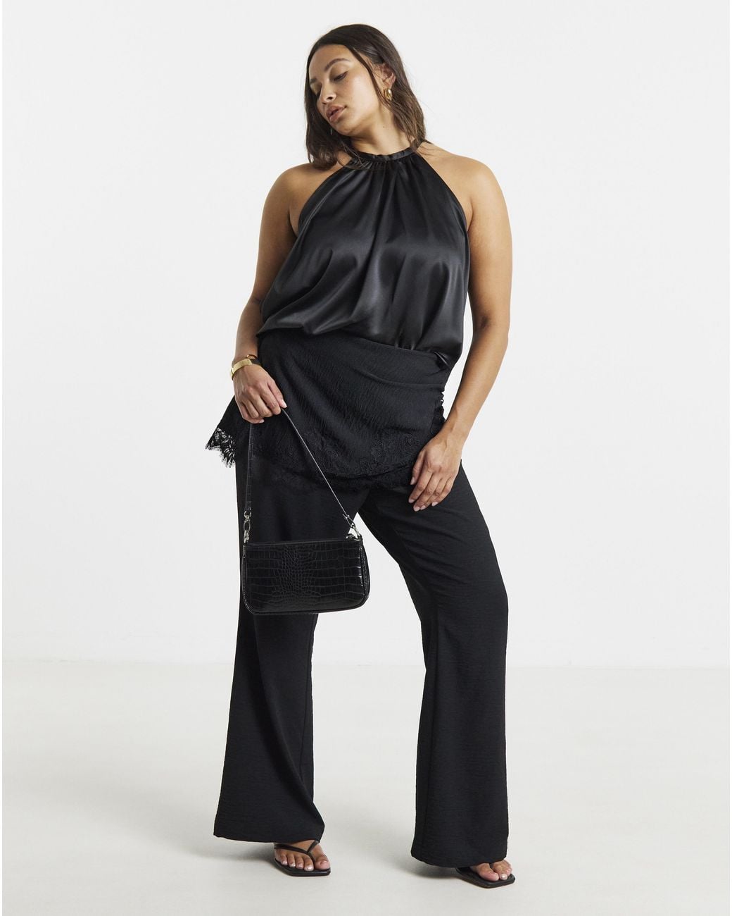 Simply Be White Skirt Overlay Trousers