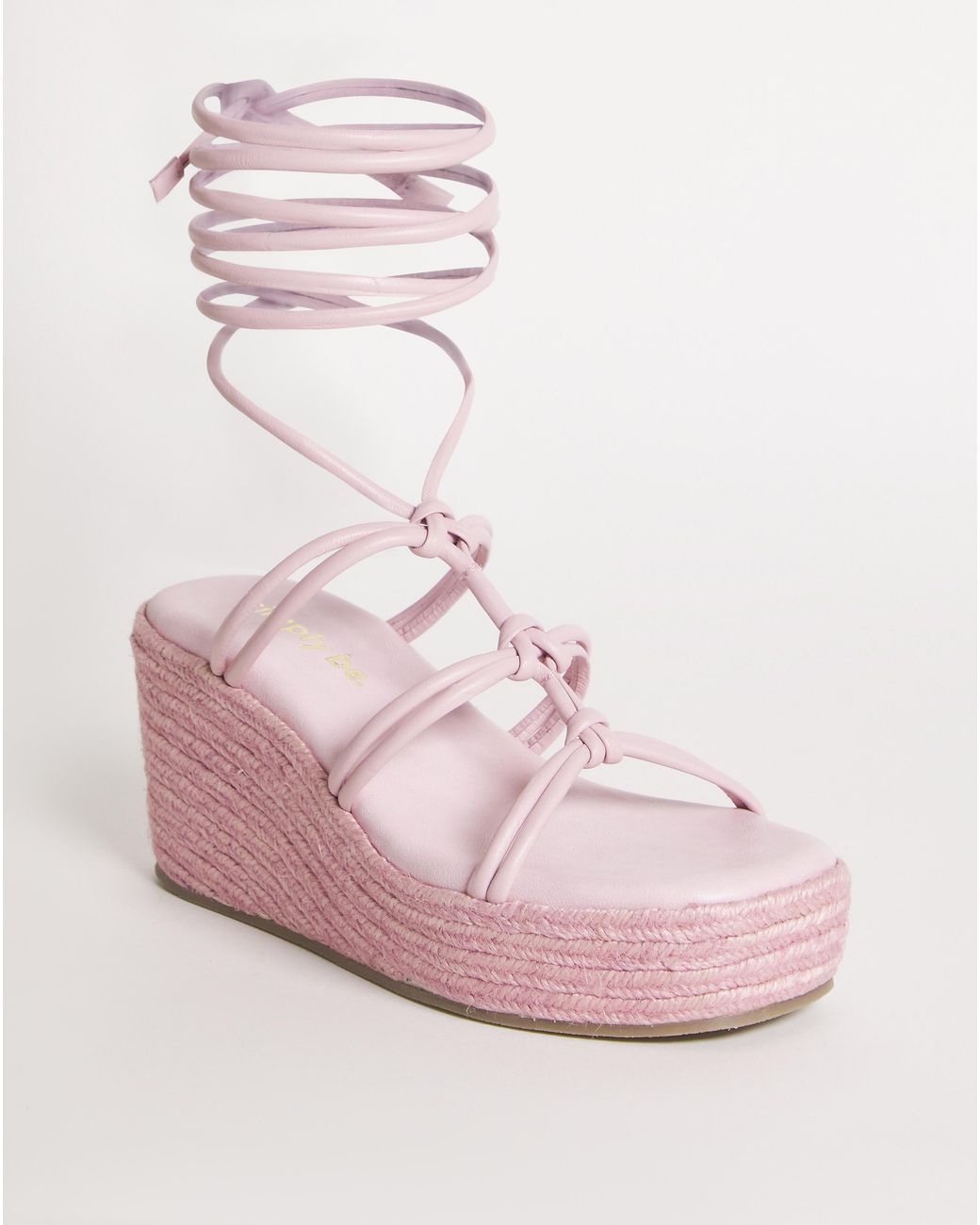 Simply Be Pink Ankle Tie Espadrille Sandals Wide