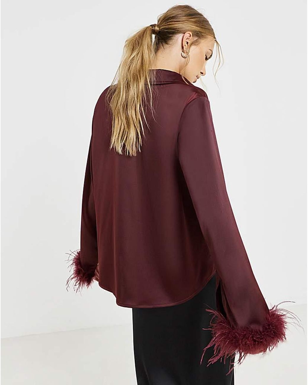 Lovedrobe Red Satin Feather Shirt