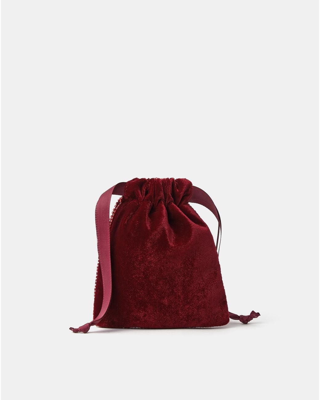 Accessorize Red Bow Velvet Drawstring Bag