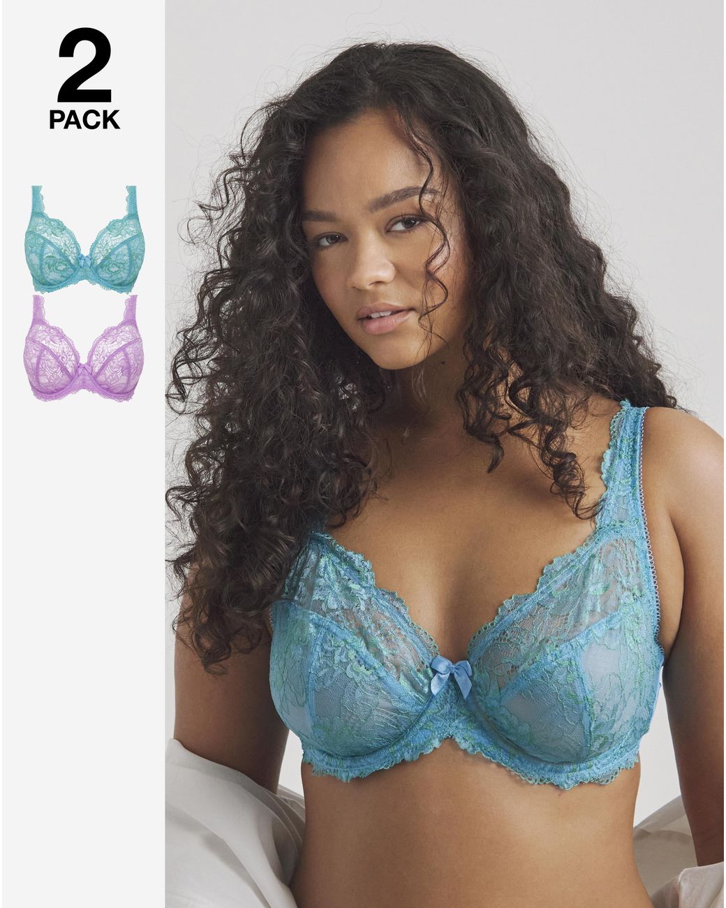 Pretty Secrets Blue 2 Pack Ella Lace Full Cup Wired Bras