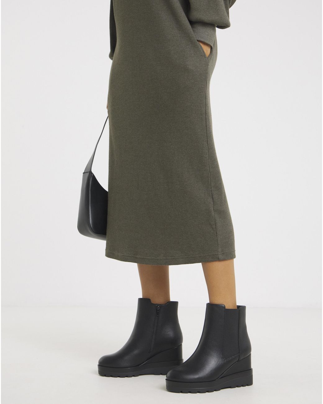 Simply Be Green Wedge Ankle Chelsea Boot Wide