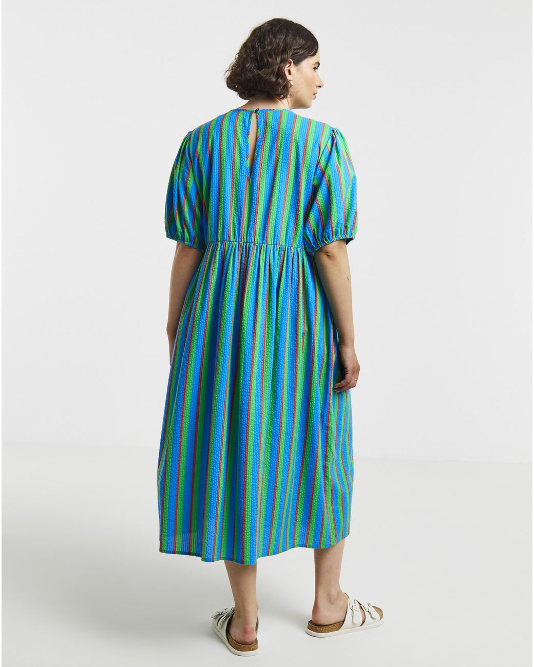 Simply Be Blue Seersucker Midi Dress