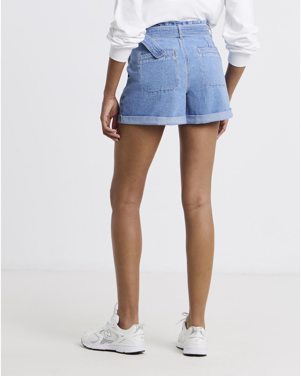 Simply Be Blue Belted Denim Shorts