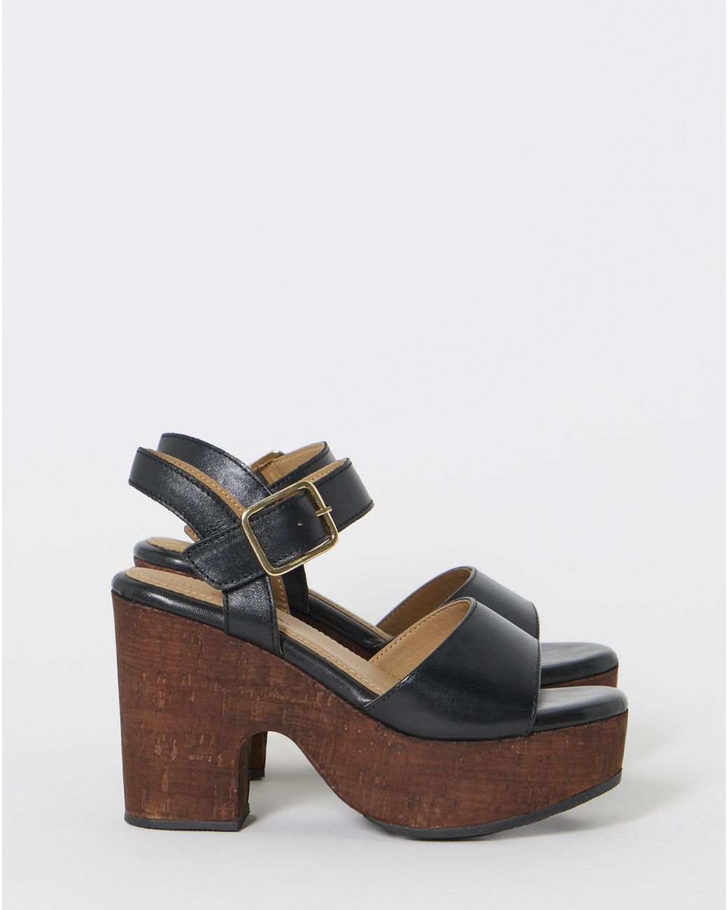 Simply Be Natural Platform Cork Sandals Wide Fit