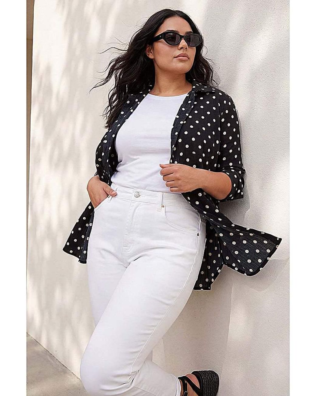 Roman Curve Natural Spot Print Button Shirt