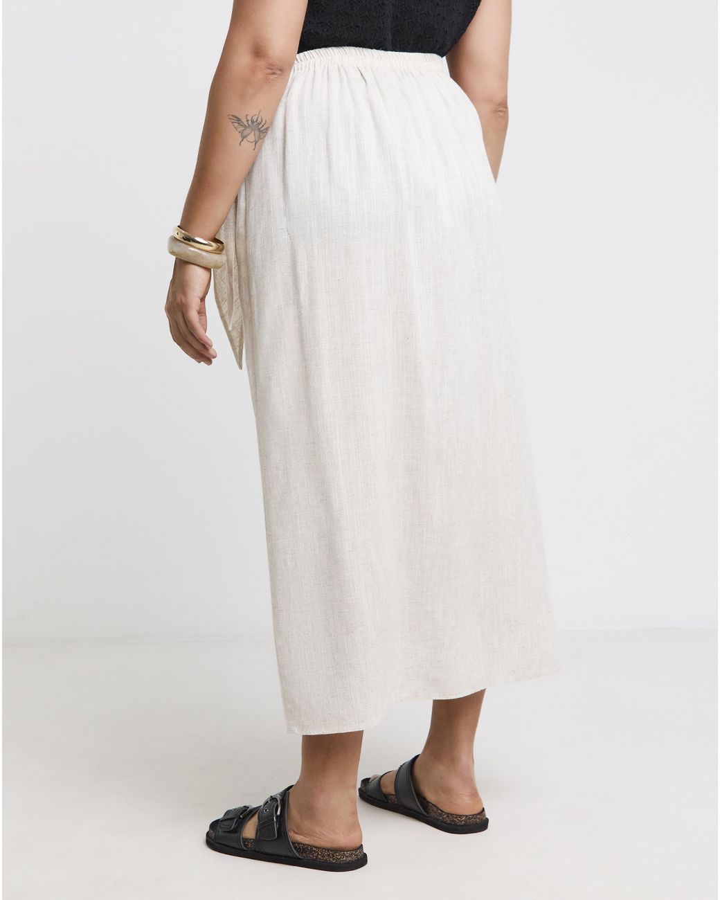 Simply Be White Linen Wrap Midaxi Skirt