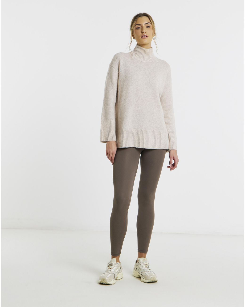 Sweaty Betty Natural Wool Funnel Neck Jumper