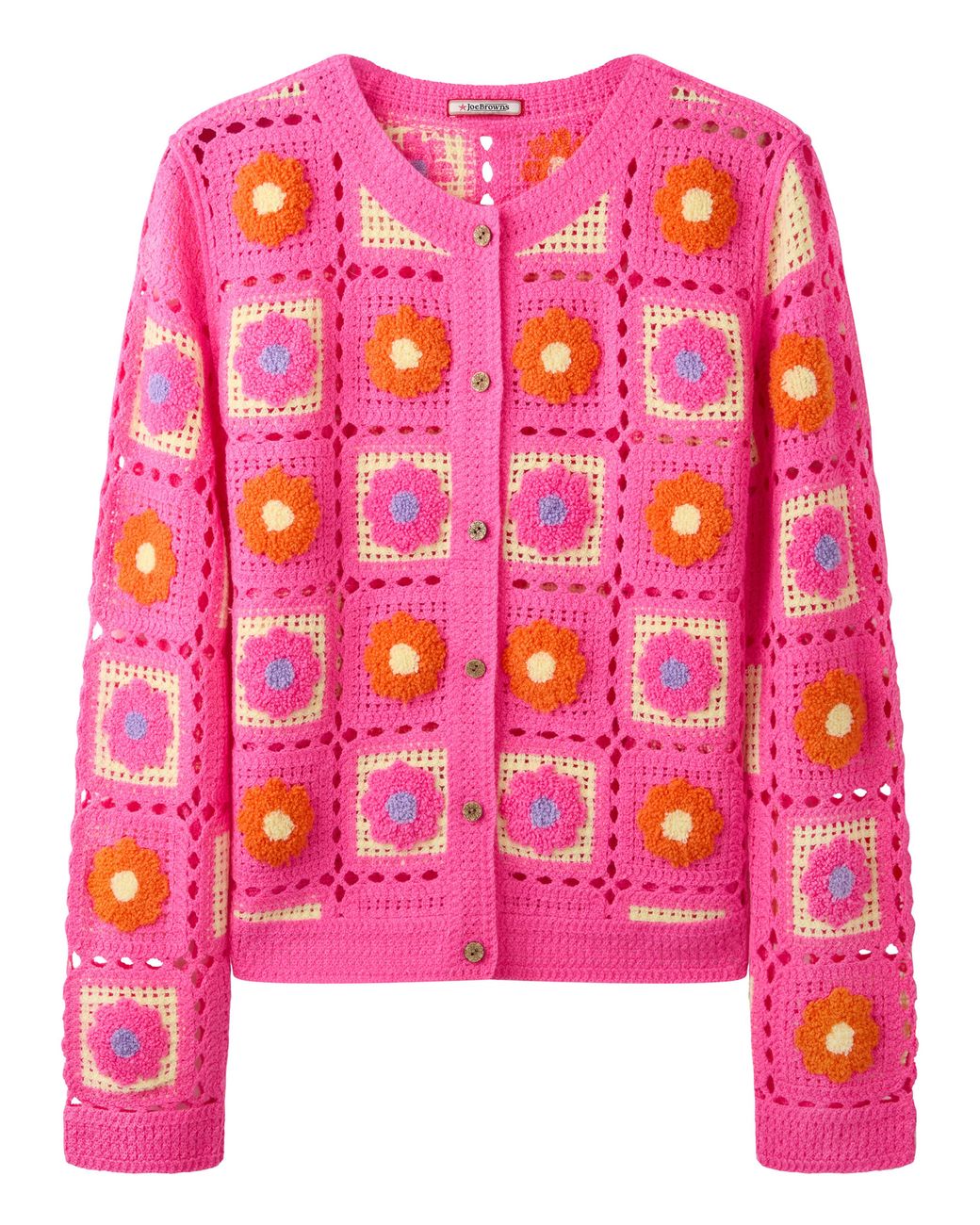 Joe Browns Red Fun And Floral Crochet Cardigan