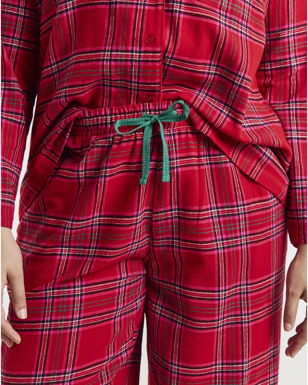 Pretty Secrets Red Check Button Through Pyjama Set