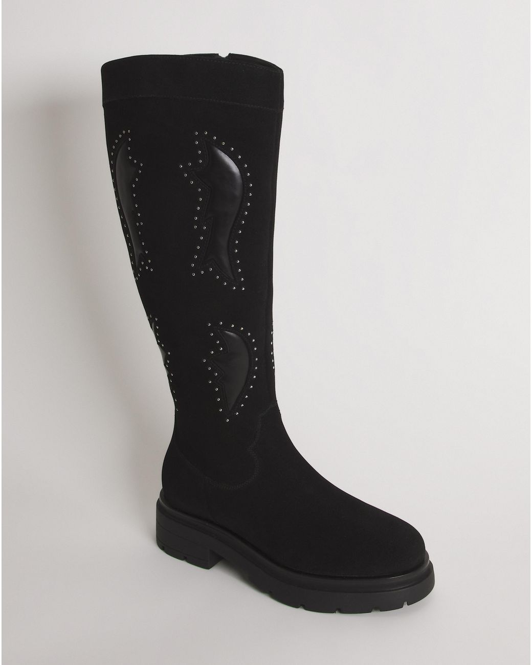 Simply Be Black Western Chunky Knee Boots Ex Wide Sc
