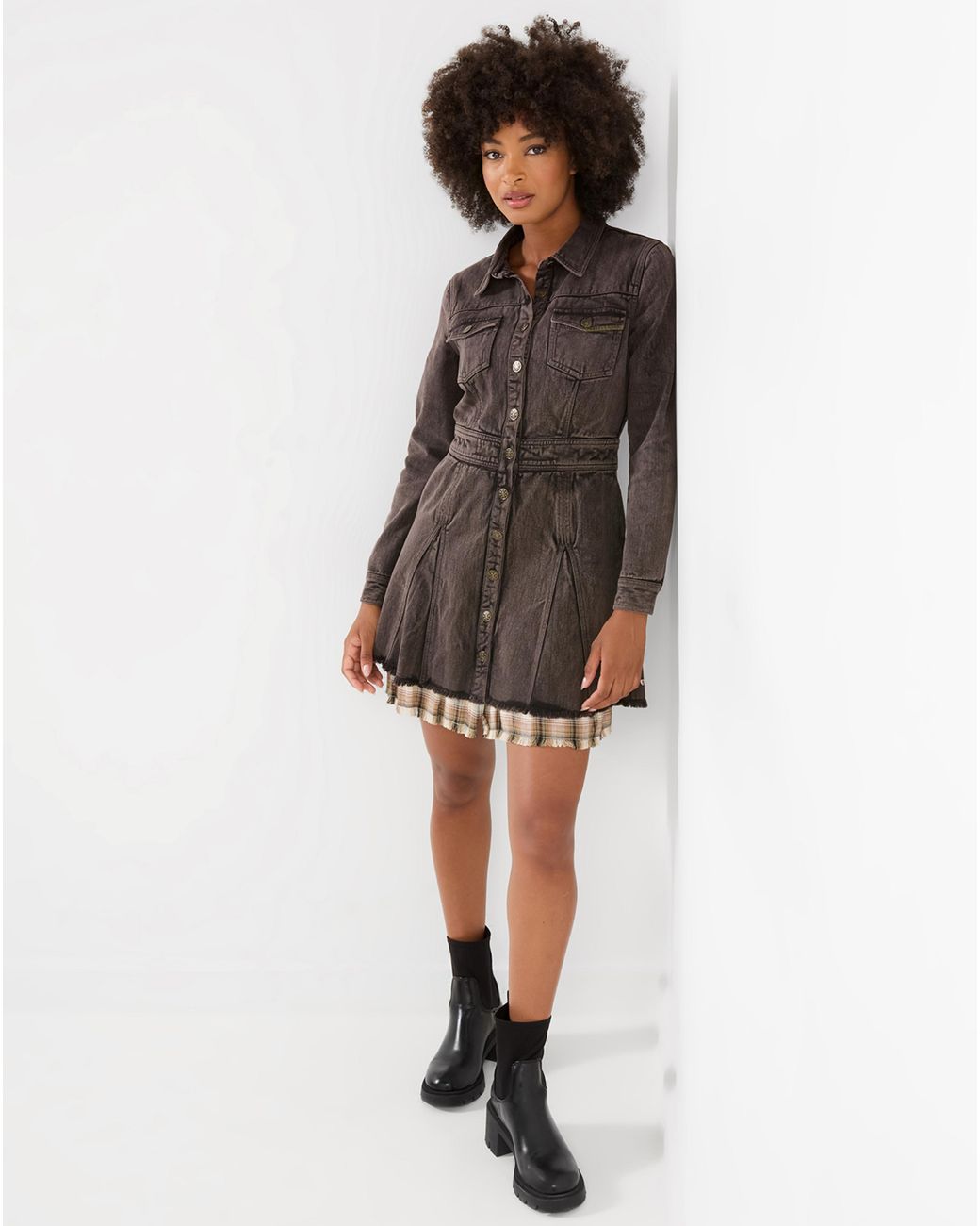 Joe Browns Gray Layered Denim Mini Dress