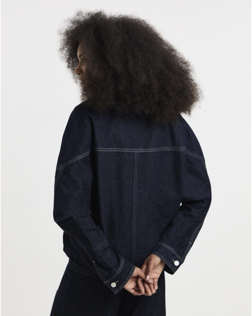 Simply Be Blue Funnel Neck Denim Jacket