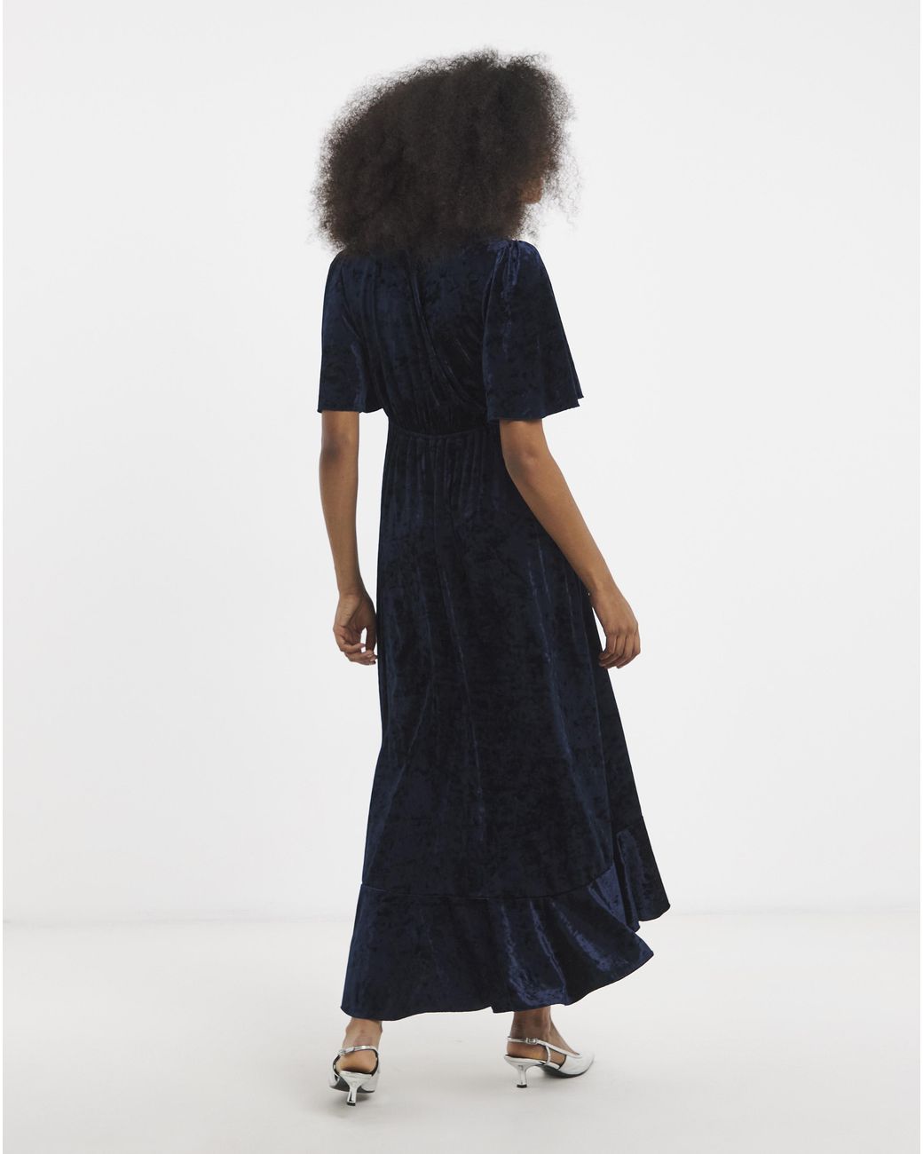 Flounce London Blue Velvet Maxi Dress