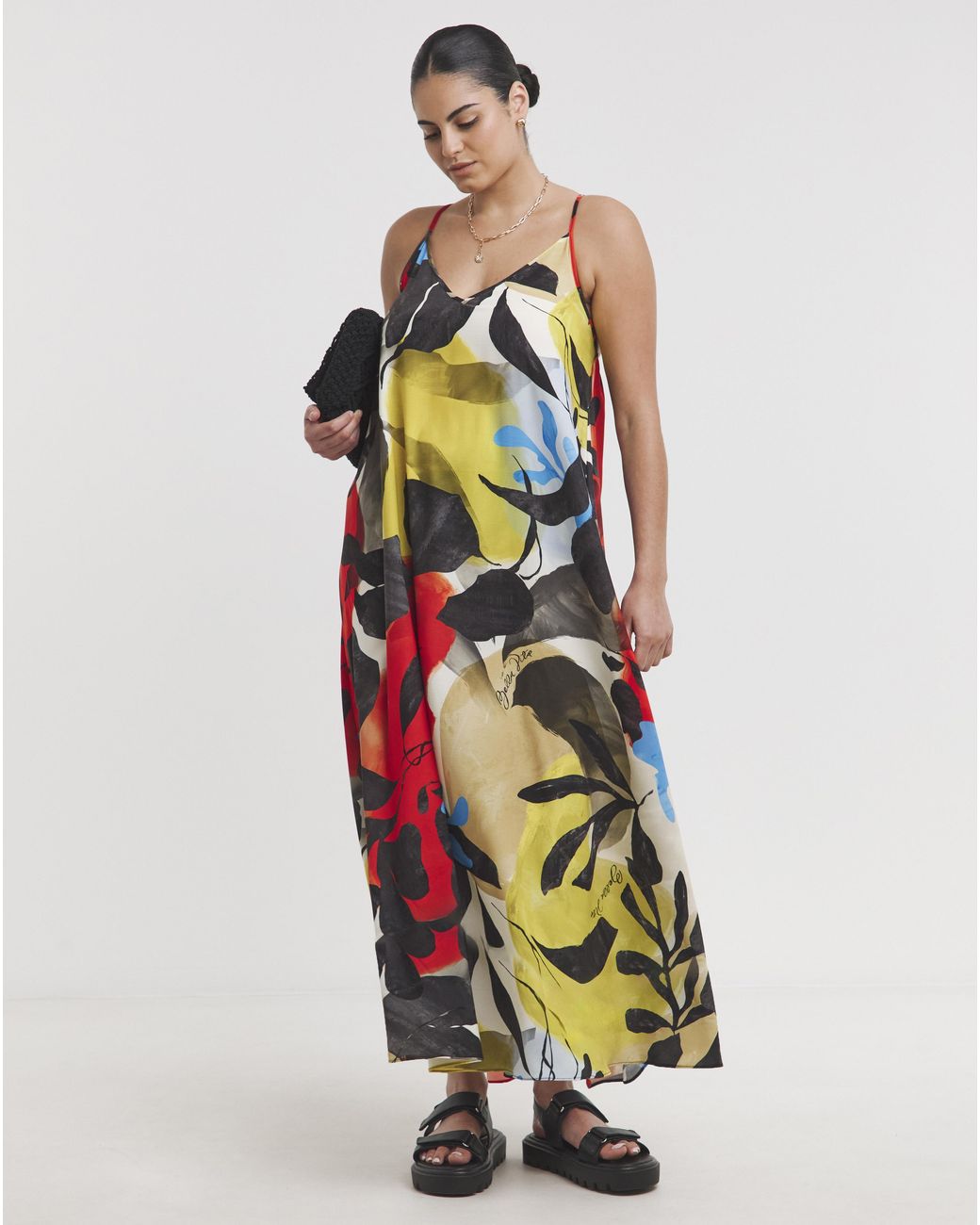 Simply Be Brown Print Trapeze Maxi Dress