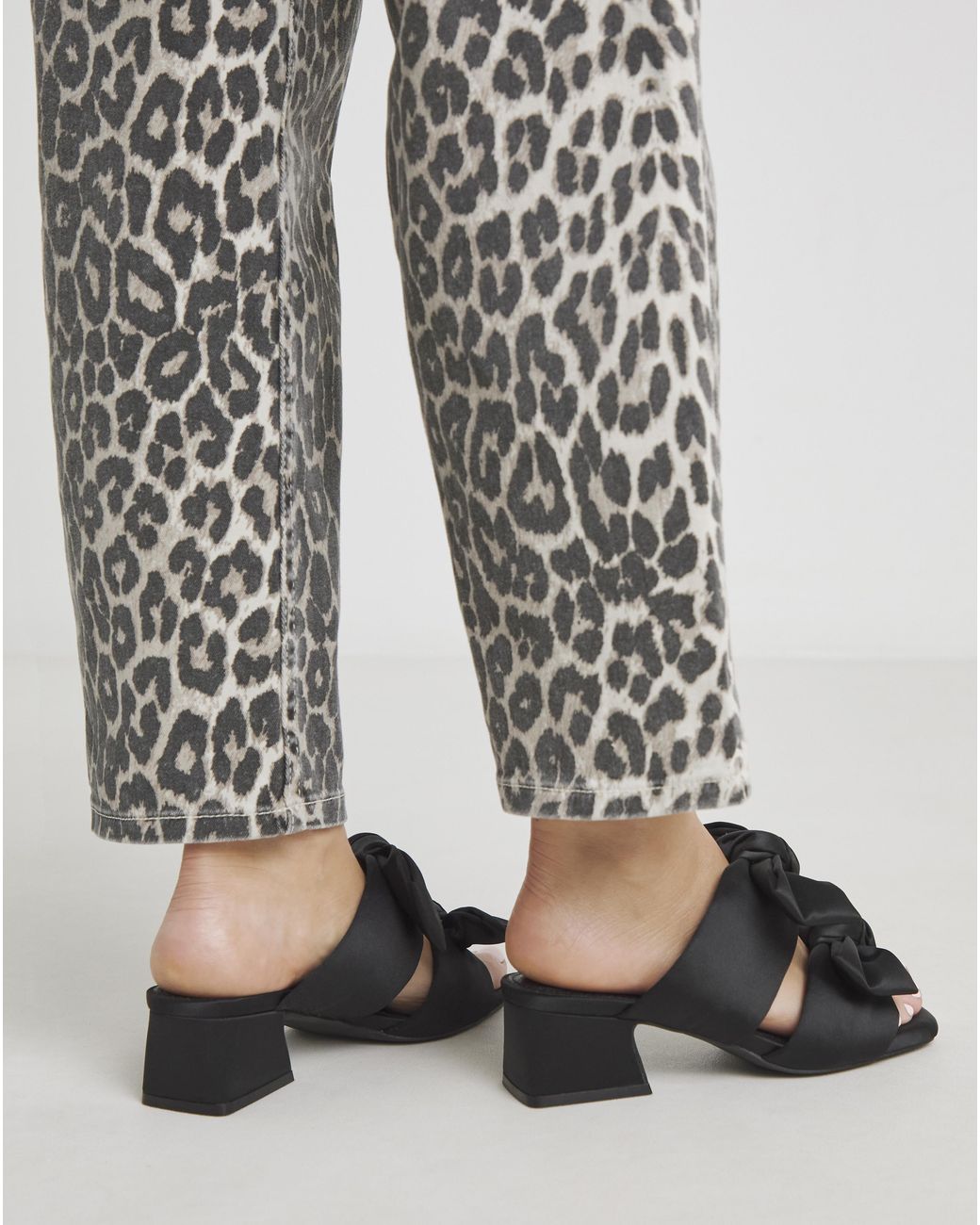Simply Be Black Double Bow Low Heel Mules Ex Wide