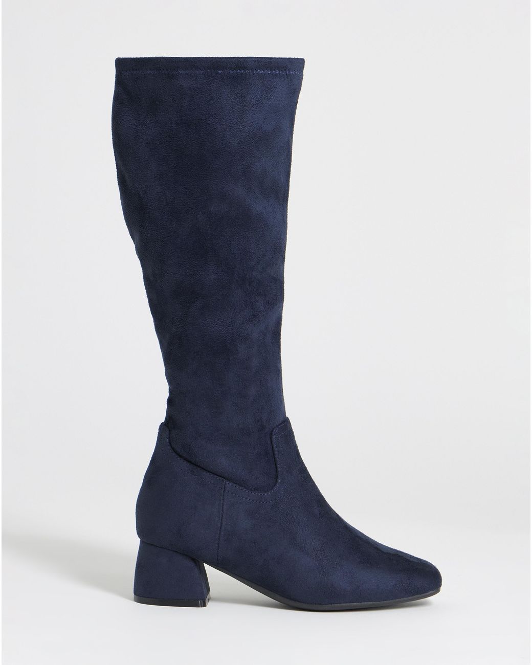 JD Williams Blue Block Heel Stretch Knee Boot Eee Fit Sc