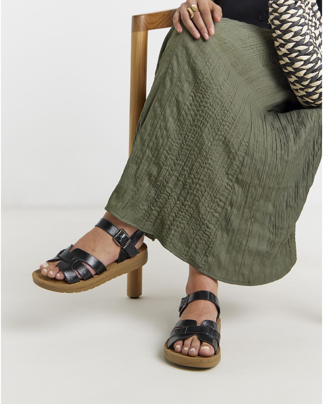 Simply Be Green Woven Comfort Sandal Extra Wide