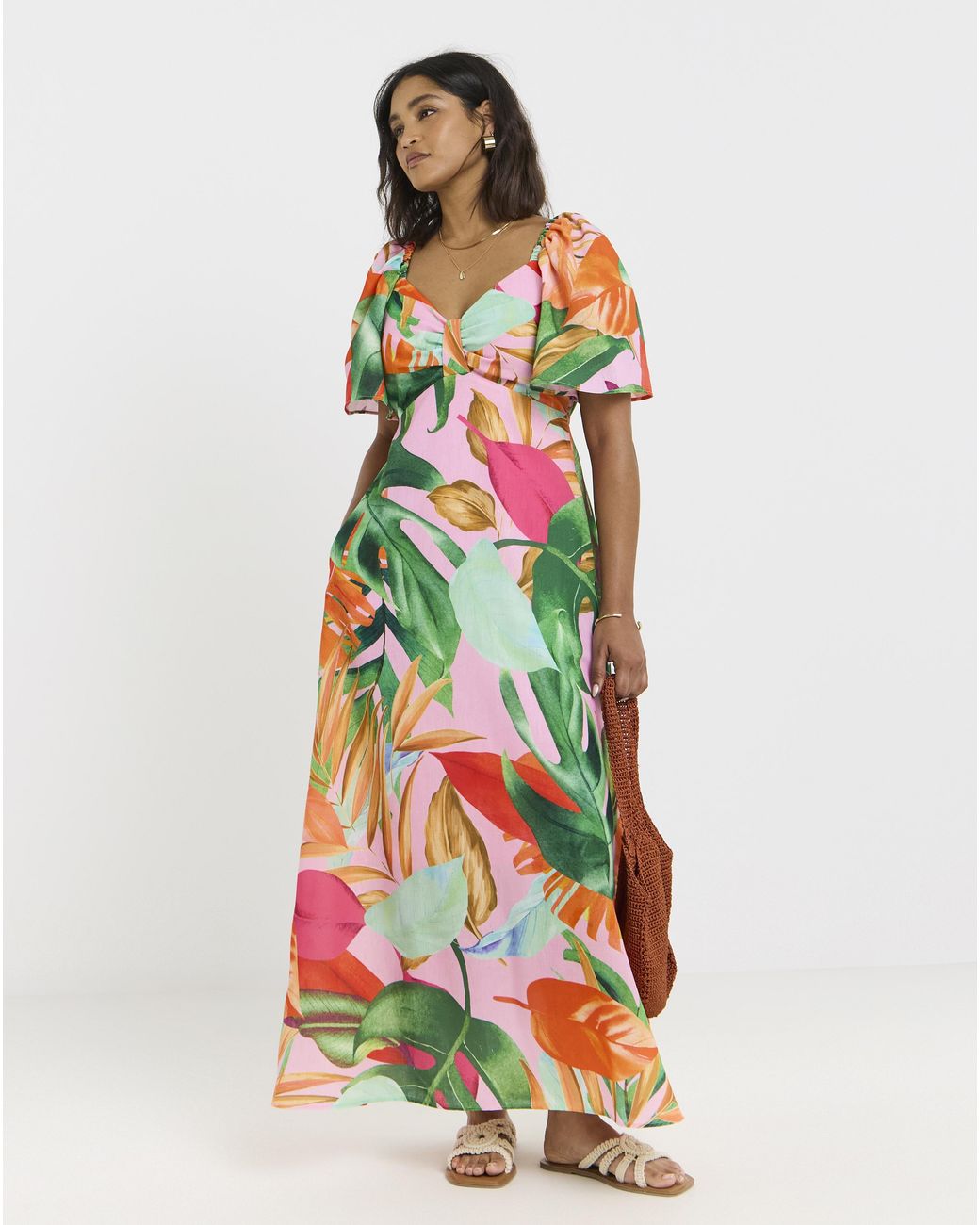 Twisted Wunder White Tropical Maxi Dress