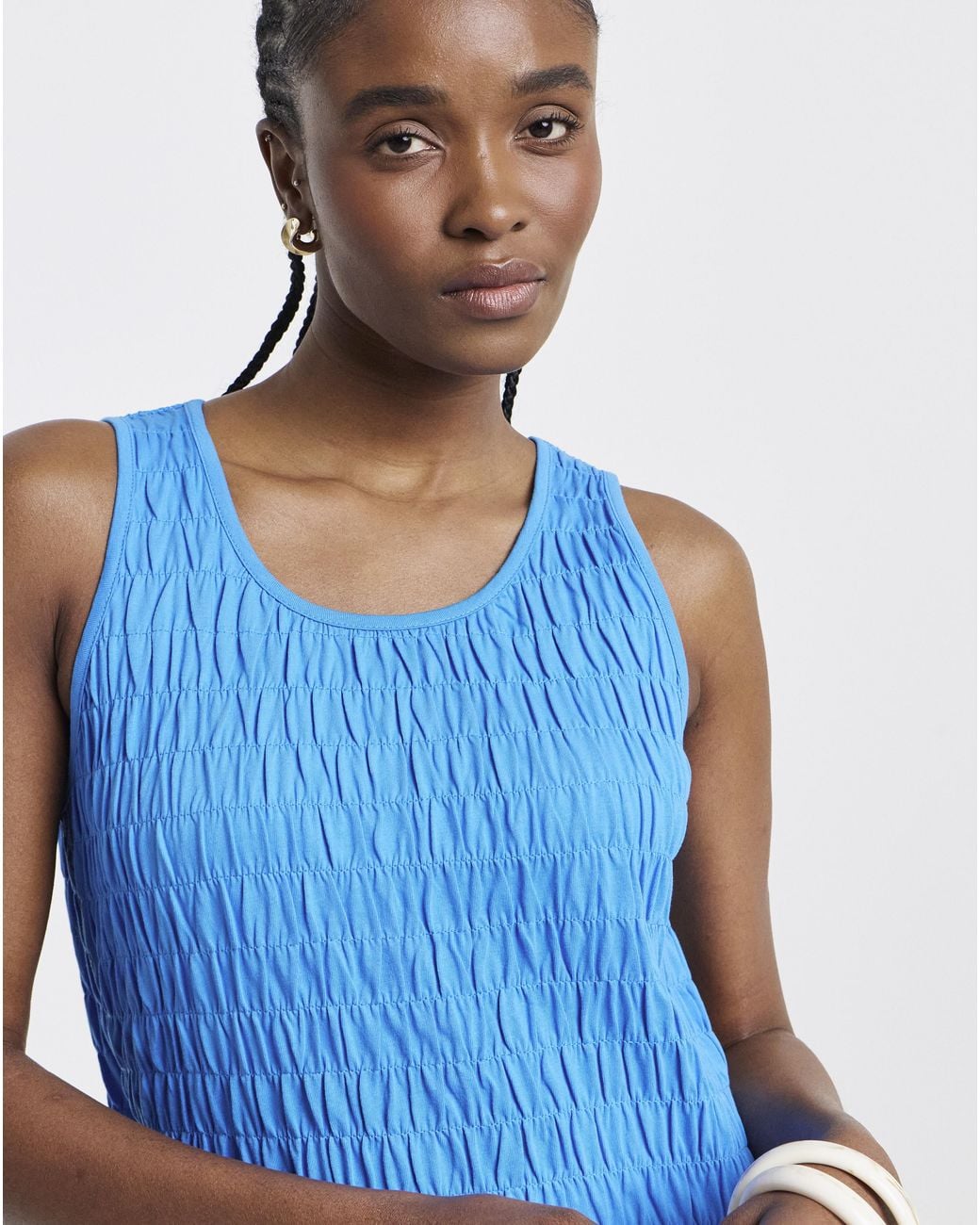 Simply Be Blue Shirred Jersey Maxi Dress