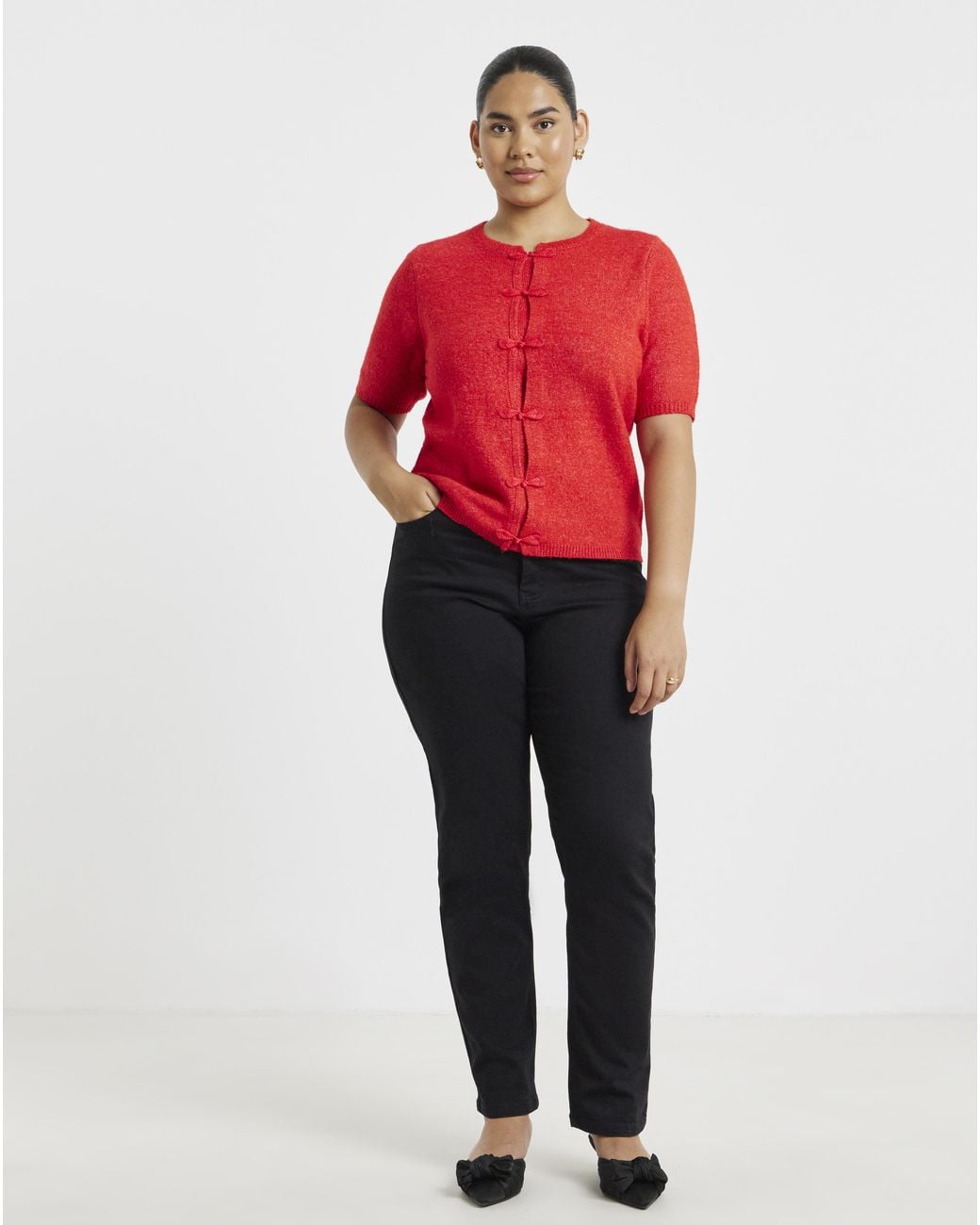 Simply Be Red Button Detail Cardigan