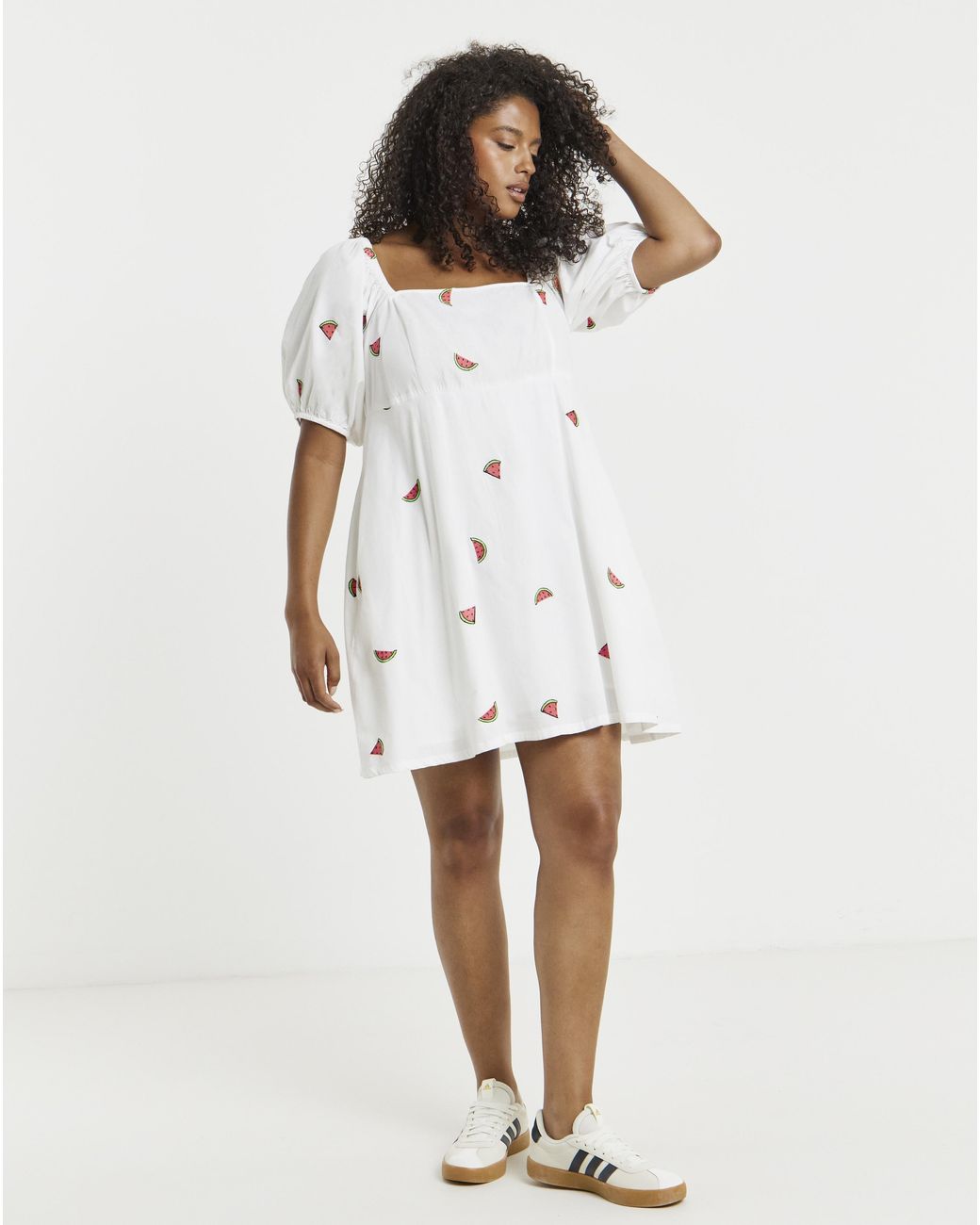 Simply Be White Embroidered Fruit Skater Dress