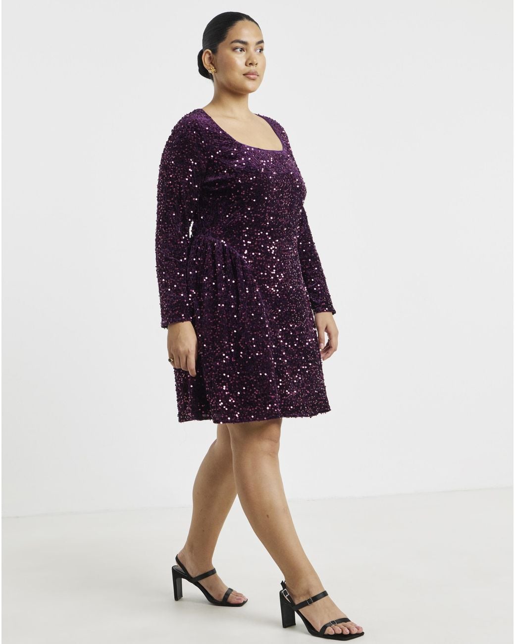 Simply Be Blue Sequin Velour Dress