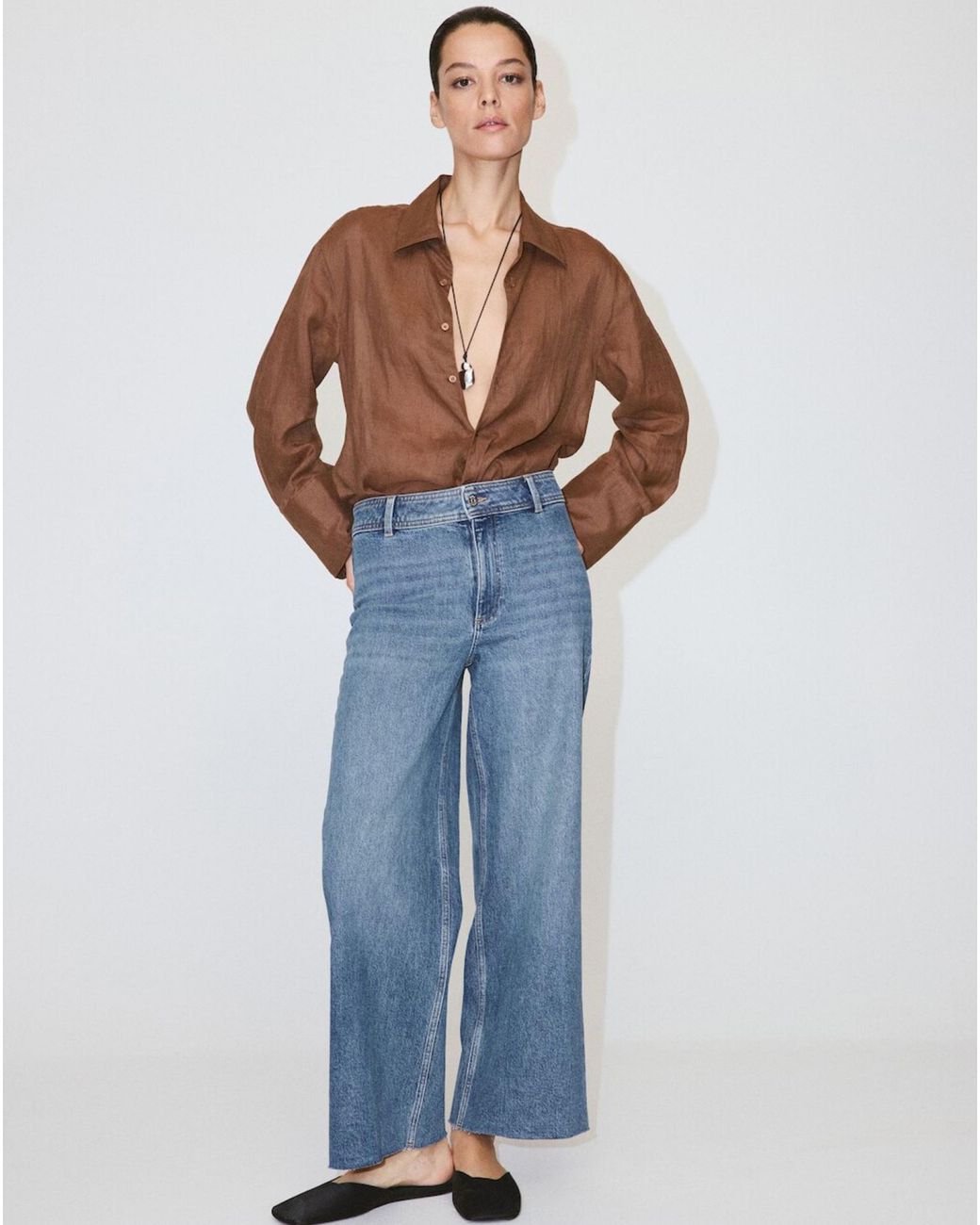 Mango Blue Catherin Culotte High-Rise Jeans