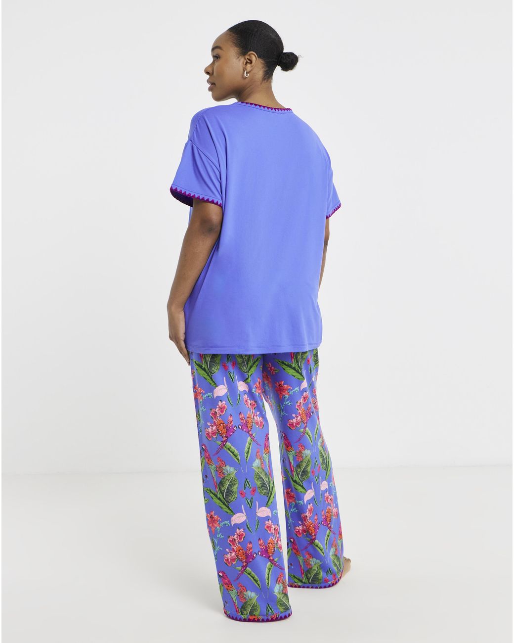 Figleaves Blue Parrot Blanket Stitch Pyjama