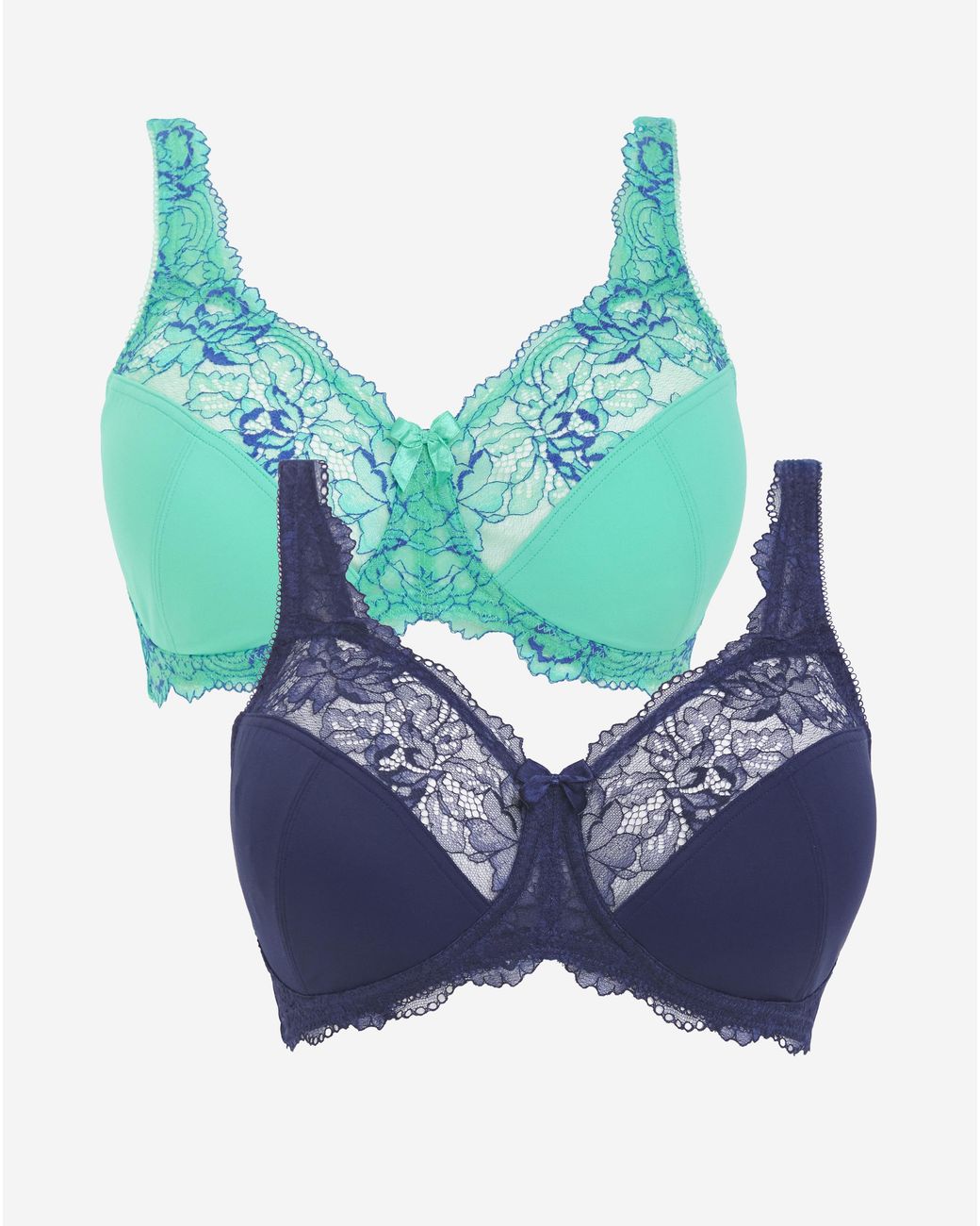 Pretty Secrets Blue 2 Pack Ella Lace Non Wired Full Cup Bras