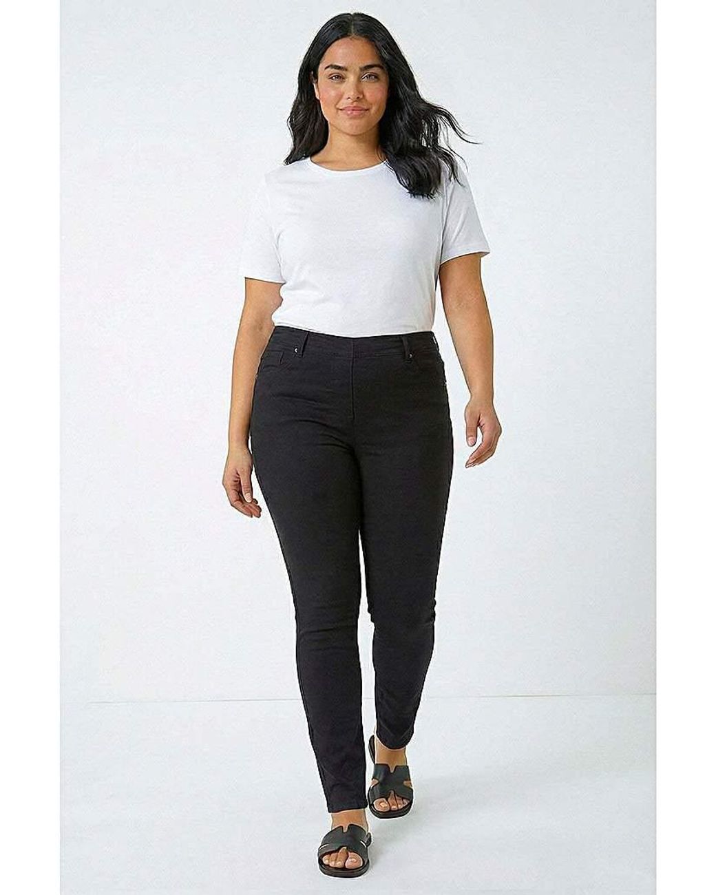 Roman Curve White Stretch Denim Jegging