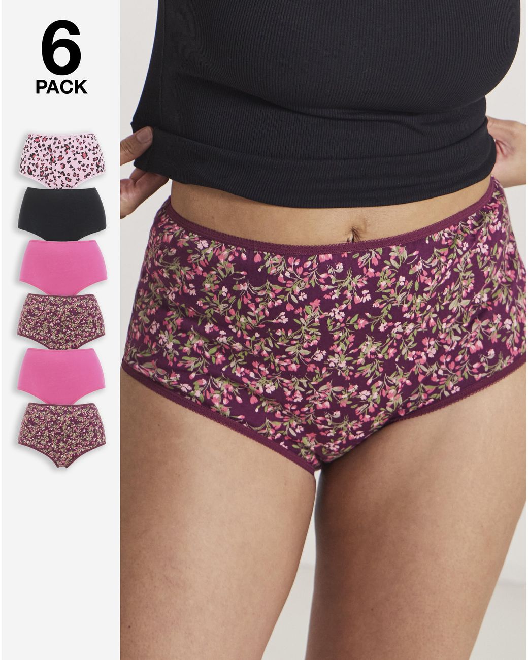 Pretty Secrets Red 6 Pack Full Brief Knickers