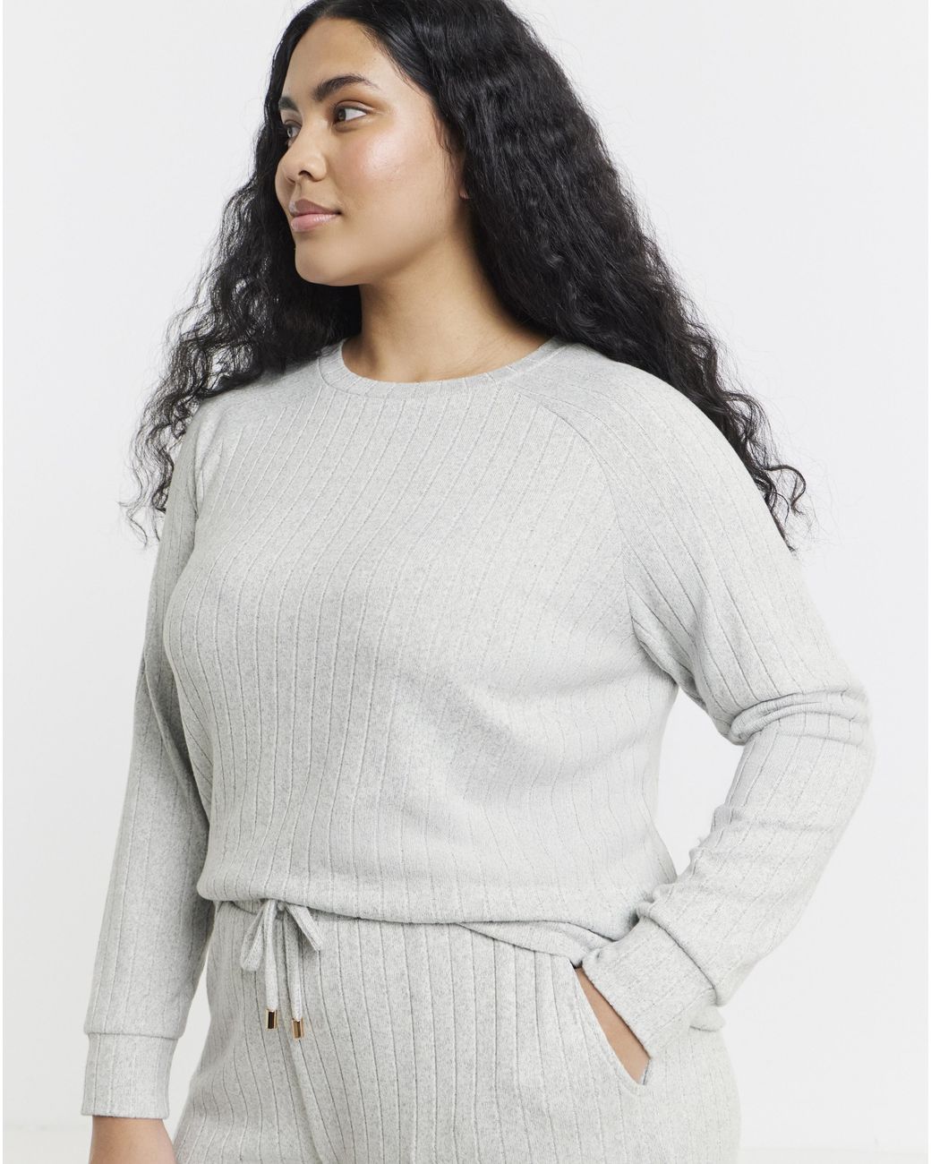 Figleaves Gray Soft Rib Lounge Set