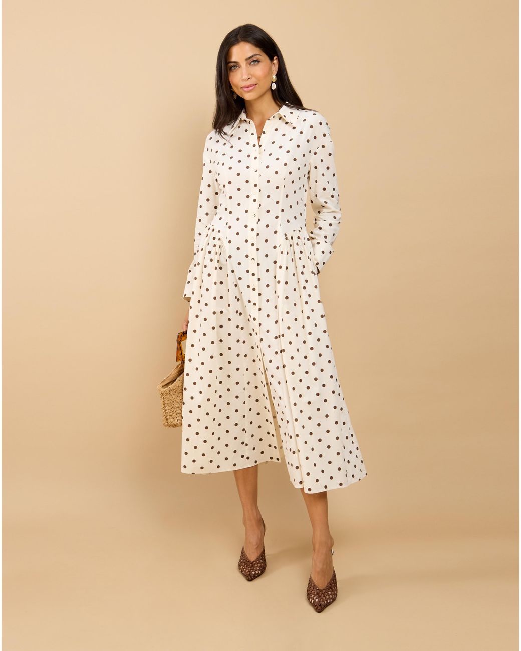 Little Mistress Natural Lm Polka Dot Midaxi