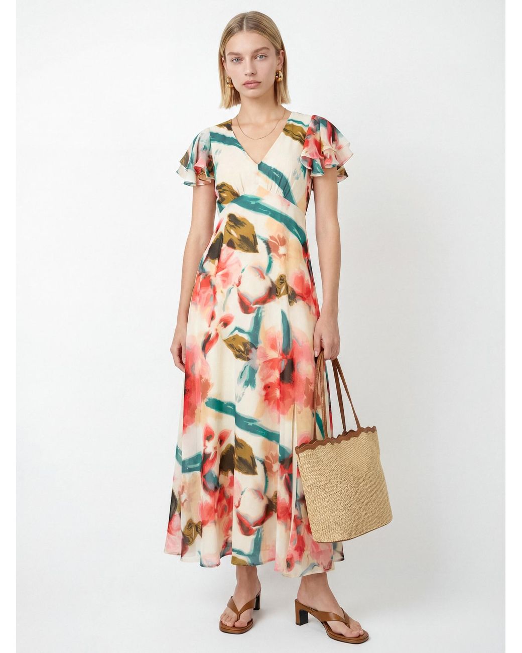 Lovedrobe White Floral Print Midaxi Dress